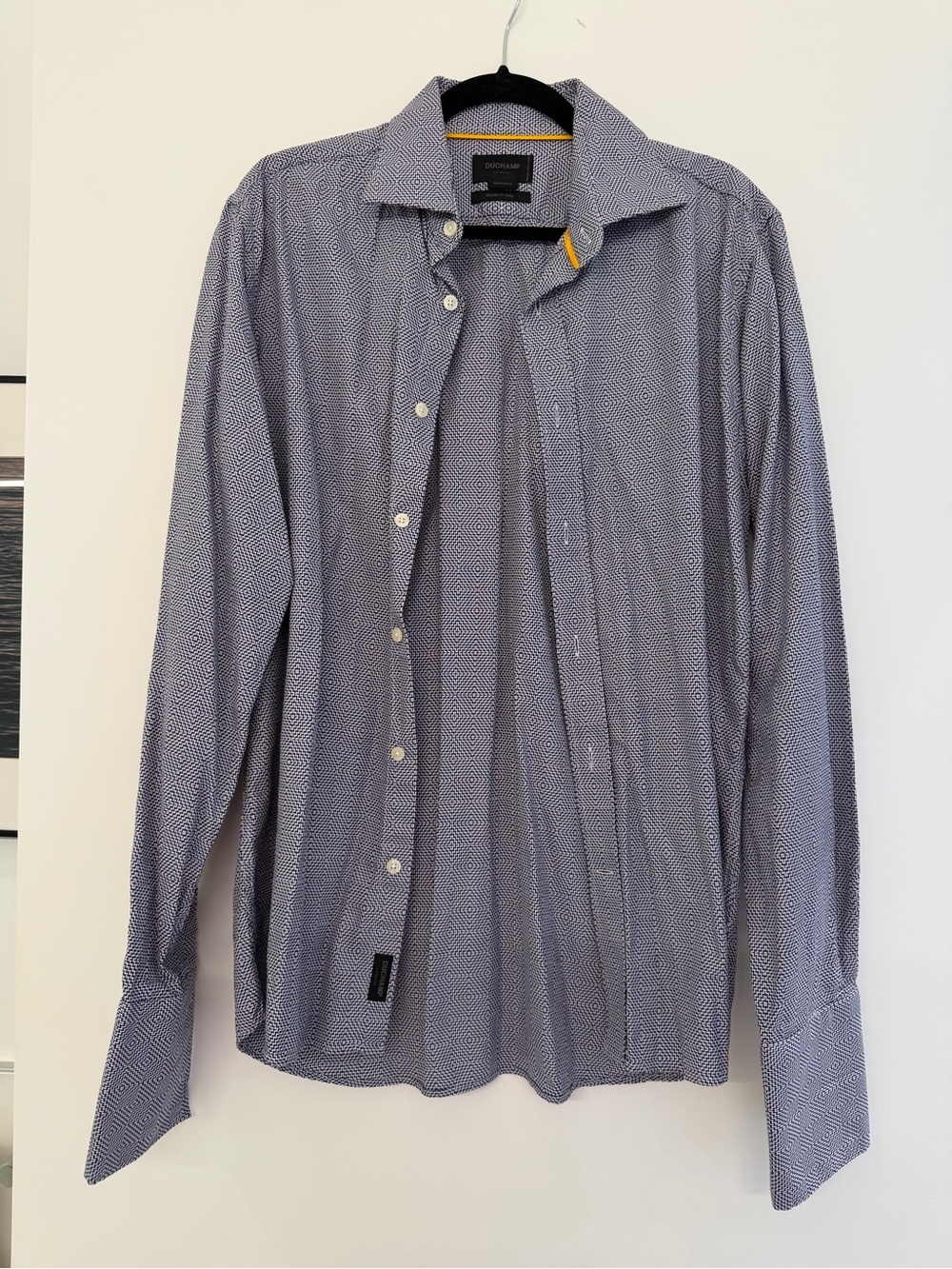 Duchamp Contrast Collar Shirt - Blue, White & Yellow Trim